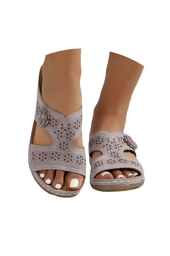 Womens Orthotic Slides Arch Support Slip on Wedge Sandals Plantar Fasciitis Walking Shoes