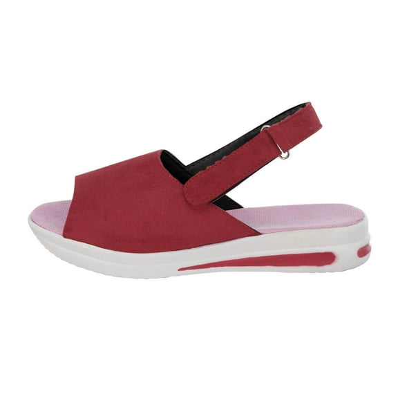 Dakaela Womens Orthotic Walking Sandals Open Toe Platform Wedge Shoes Slingback Sport Slides Red 7