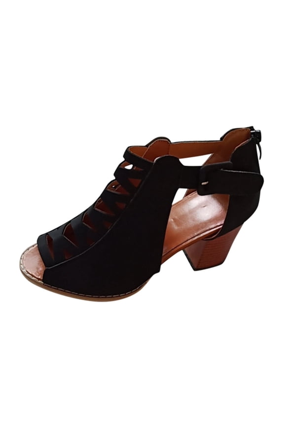 Womens Peep Toe Booties Cutout Heel Sandals Summer Dress Walking Shoes Ankle Boots