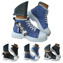 Dakaela Womens Platform High Top Sneakers Fleece Lined Winter Warm Canvas Walking Running Tennis Shoes