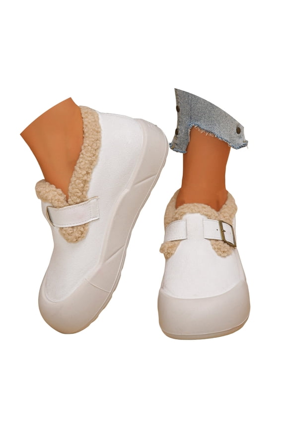 Womens Platform House Shoes Memory Foam Slip on Snow Ankle Boots Fleece Lined Winter Booties