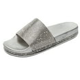 thumbnail image 1 of Dakaela Womens Platform Sandals Rhinestone Slip on Slide Sandal Open Toe Beach Walking Slipper Shoes, 1 of 6