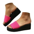 thumbnail image 1 of Dakaela Womens Platform Slides Sandals Open Toe Slip on Elastic Band Casual Wedge Shoes Summer Slippers, 1 of 7