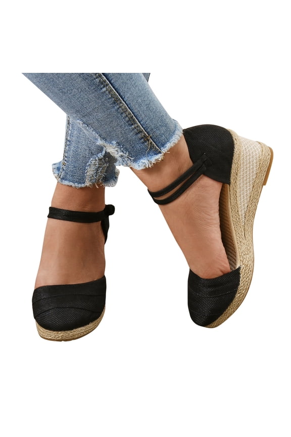 Womens Platform Wedge Sandals Summer Espadrille Heel Closed Toe Walking Shoes Size 6-10