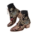 thumbnail image 1 of Dakaela Womens Retro Ankle Boots Vintage Floral Embroidered Cowboy Booties Western Cowgirl Dress Pumps, 1 of 5