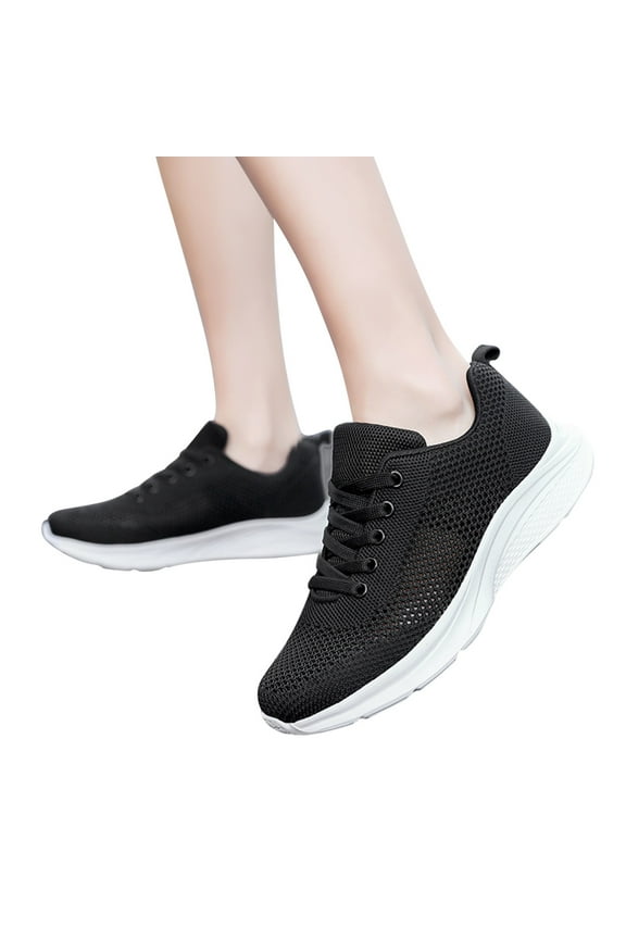 Womens Running Shoes Slip on Walking Tennis Sneakers Casual Mesh Workout Sports Shoes Black 7