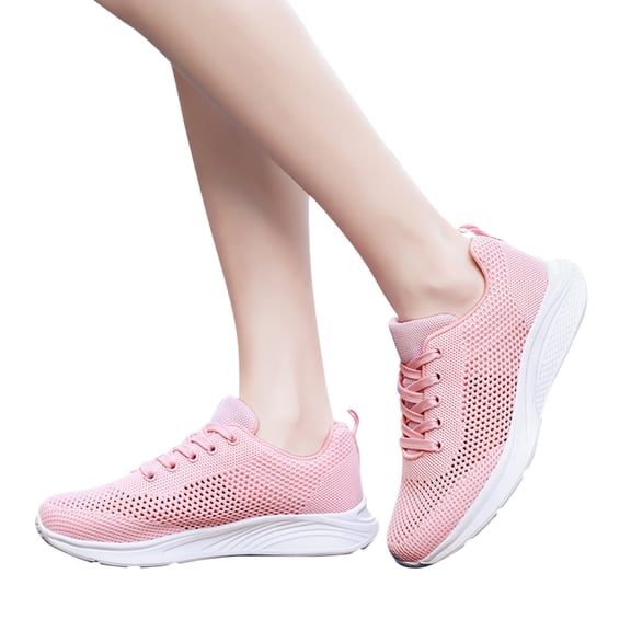Dakaela Womens Running Shoes Slip on Walking Tennis Sneakers Casual Mesh Workout Sports Shoes Pink 7