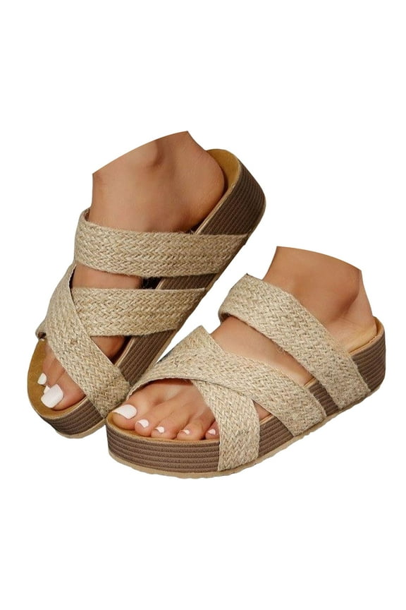 Womens Sandals Memory Foam Platform Chunky Mules Summer Slip on Shoes Beach Slides Slippers