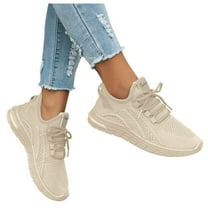Dakaela Womens Shoes Non Slip Walking Running Tennis Fashion Sneakers Comfortable Gym Workout Athletic Casual Sports Shoes Beige 6