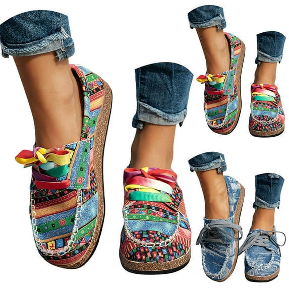 Dakaela Womens Slip on Canvas Shoes Walking Running Fashion Sneakers Halloween Party Flat Casual Loafers