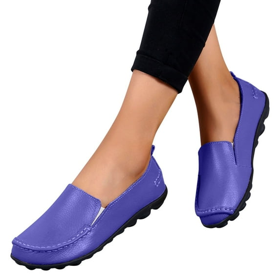 Dakaela Womens Slip on Loafers Round Toe Casual Walking Moccasins Rubber Sole Driving Flats Purple 8.5
