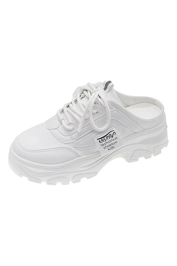 Womens Slip on Platform Sneakers Lace up Walking Mule Shoes Work Backless Slip on Loafers