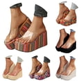 thumbnail image 1 of Dakaela Womens Slip on Platform Wedge Sandals Open Toe High Heel Clear Band Slides Summer Dress Shoes 3.54 Inches Heels Size 6.5, 1 of 9