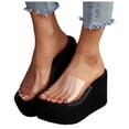 thumbnail image 1 of Dakaela Womens Slip on Platform Wedge Sandals Open Toe High Heel Clear Band Slides Summer Dress Shoes 3.54 Inches Heels Size 7, 1 of 9