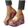 thumbnail image 1 of Dakaela Womens Slip on Platform Wedge Sandals Open Toe High Heel Clear Band Slides Summer Dress Shoes 3.54 Inches Heels Size 9.5, 1 of 9