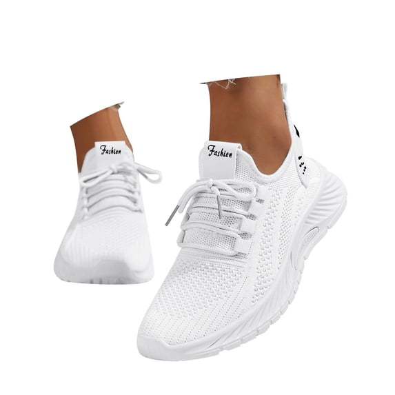 Dakaela Womens Slip on Running Shoes Breathable Non Slip Walking Gym Workout Fashion Sneakers White 7