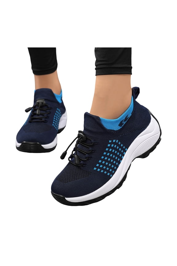 Womens Slip on Walking Shoes Breathable Arch Support Running Tennis Sneakers Athletic Workout Sports Casual Shoes Blue 5