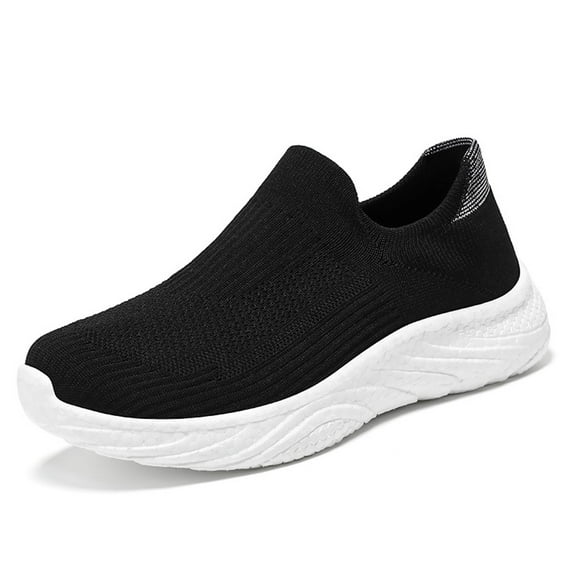 Dakaela Womens Slip on Walking Shoes Comfort Sock Sneakers Mesh Casual Tennis Running Shoes Black 6.5