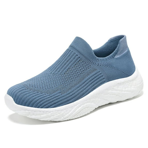 Dakaela Womens Slip on Walking Shoes Comfort Sock Sneakers Mesh Casual Tennis Running Shoes Blue 7