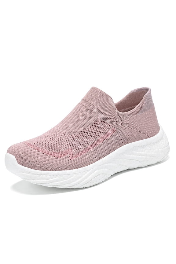 Womens Slip on Walking Shoes Comfort Sock Sneakers Mesh Casual Tennis Running Shoes Pink 6