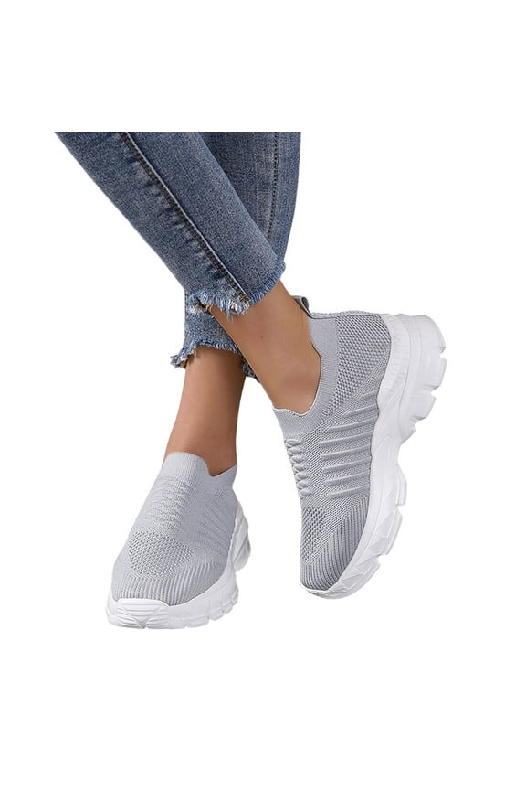 Womens Slip on Walking Shoes Mesh Casual Tennis Running Sneakers Comfort Sock Shoe Grey 9