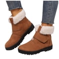 thumbnail image 1 of Dakaela Womens Snow Boots Suede Fleece Lined Chelsea Combat Winter Booties Hook Loop Anti Slip Outdoor Ankle Boot Brown 7.5, 1 of 9