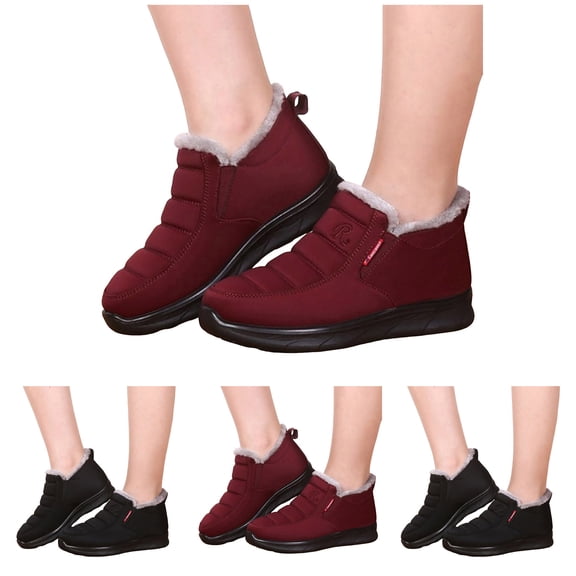 Dakaela Womens Snow Boots Winter Warm Fleece Lined Ankle Booties Waterproof Outdoor Slip on Shoes with Arch Support Black 8