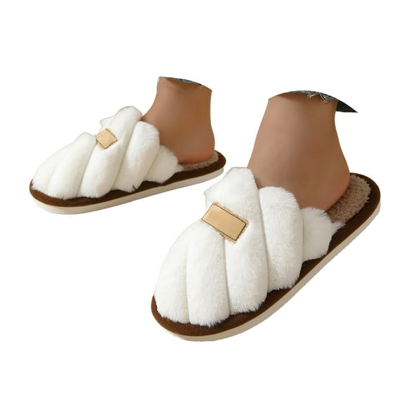 Dakaela Womens Soft Plush Slippers Non Slip Fuzzy Cotton House Shoes Indoor Outdoor Slip on Slides