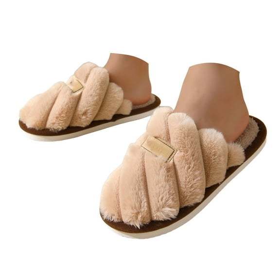 Dakaela Womens Soft Plush Slippers Non Slip Fuzzy Cotton House Shoes Indoor Outdoor Slip on Slides