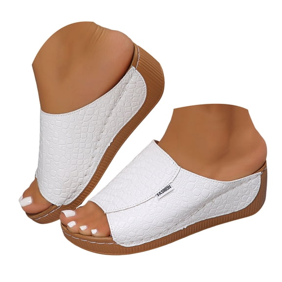 Dakaela Womens Summer Beach Sandals Open Toe Wedge Slides Ladies Comfortable Dressy Platform Slippers