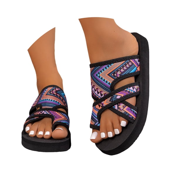 Dakaela Womens Summer Mesh Sandals Breathable Dress Flip Flops Trendy Hollow Walking Shoes Purple 6.5