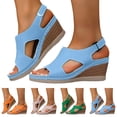 thumbnail image 1 of Dakaela Womens Summer Sandals Slingback Platform Wedge Slides Comfortable Dressy Walking Shoes with Arch Support Size 6-10 Green, 1 of 7
