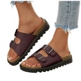 thumbnail image 1 of Dakaela Womens Two Buckles Sandals Arch Support Summer Beach Walking Slip on Slides Comfortable Cork Footbed Slippers Size 9, 1 of 8