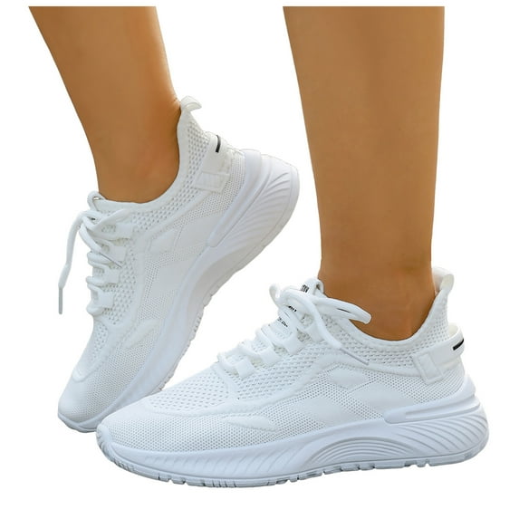 Dakaela Womens Walking Shoes Breathable Running Tennis Sneakers Lightweight Casual Sport Shoes for Outdoor White 7.5