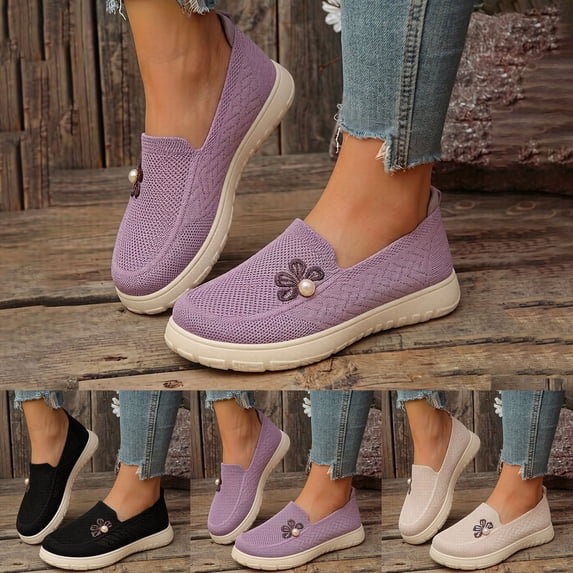 Dakaela Womens Walking Shoes Slip on Tennis Breathable Athletic Gym Workout Casual Sneakers Arch Support Orthopedic Running Shoe Size 6.5,Beige