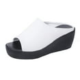 thumbnail image 1 of Dakaela Womens Wedge Platform Slide Sandals Open Toe Cork Dress Mules Summer Slippers Shoes Size 4-8, 1 of 4