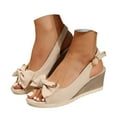 thumbnail image 1 of Dakaela Womens Wedge Sandals Espadrilles Slingback Casual Shoes Peep Toe Platform Dress Pumps Beige 8, 1 of 8