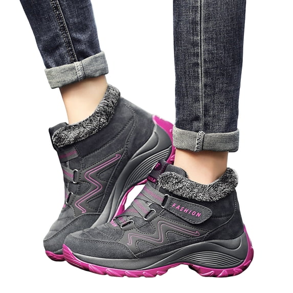 Dakaela Womens Winter Snow Boots Waterproof Fleece Lined Ankle Booties Arch Support Hiking Walking Work Sneakers Shoes
