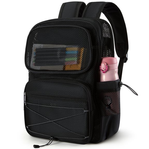 DAKIMOE Mesh Backpack for School Heavy Duty See Through Net Bookbag Ultra-Lightweight Net Bookbag Breathable Transparent Beach Backpacks for Sports Gym