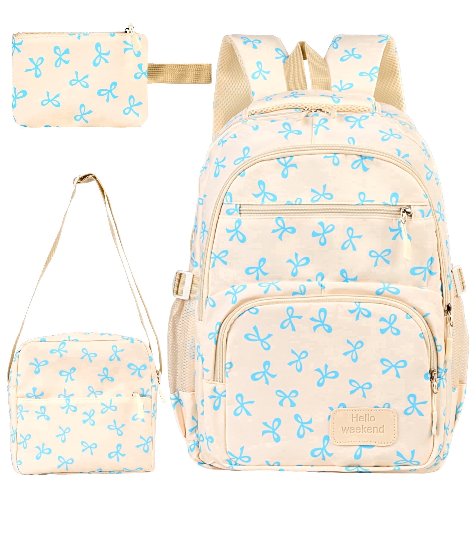 Dakimoe School Backpack Set with Cute Bow, Lightweight Bookbag - Blue, Perfect for Elementary & Middle School  Ages 4-12