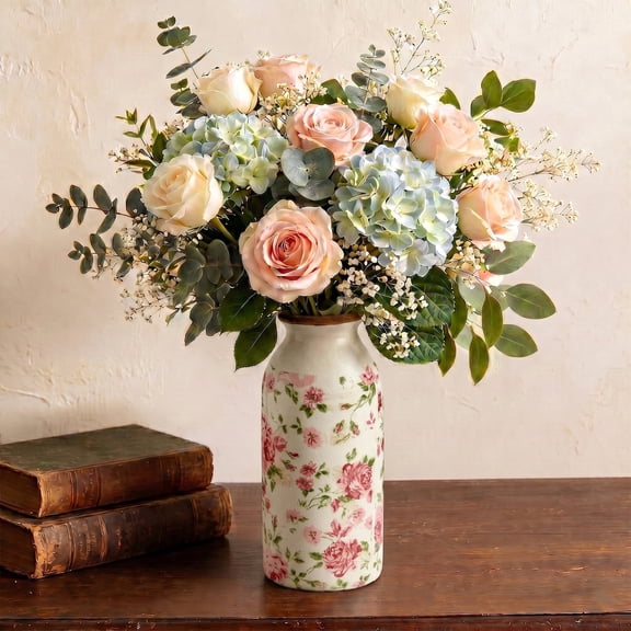 DAKIMOE Rustic Ceramic Vase, Decorative Flower Vase Farmhouse Decor for Home Living Room Bedroom Kitchen Office Shelf Decor,6 Inches