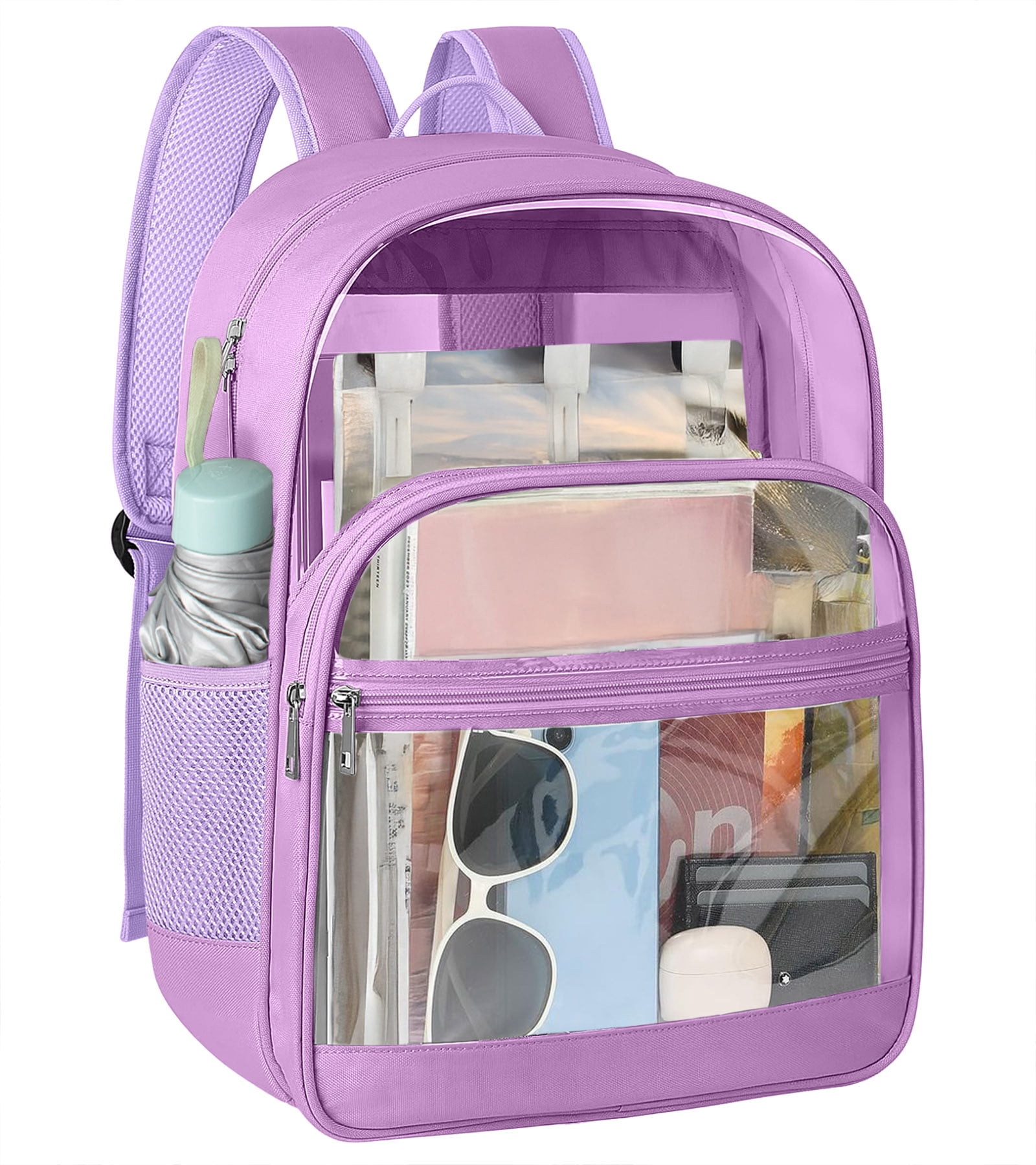 Dakimoe Clear Backpack -Large Capacity Purple Transparent Bookbag