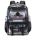 thumbnail image 1 of Dakimoe Clear Backpack for School, PVC Clear Bookbag Heavy Duty Transparent Bookbag for Stadium Events Multiple Pockets See Through Bag for Teens Women, Black, 1 of 9