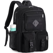 Dakimoe Mesh Backpack School Backpacks Large Capacity See Through Bookbag Stadium Approved with Multiple Compartments Pockets for School(Black)