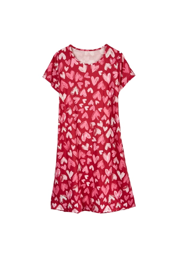 Cotton Nightgowns for Women Soft Cotton Short Sleeve Night Shirts Womens Print Sleep Shirts Loose Comfy Pajamas Sleepwear