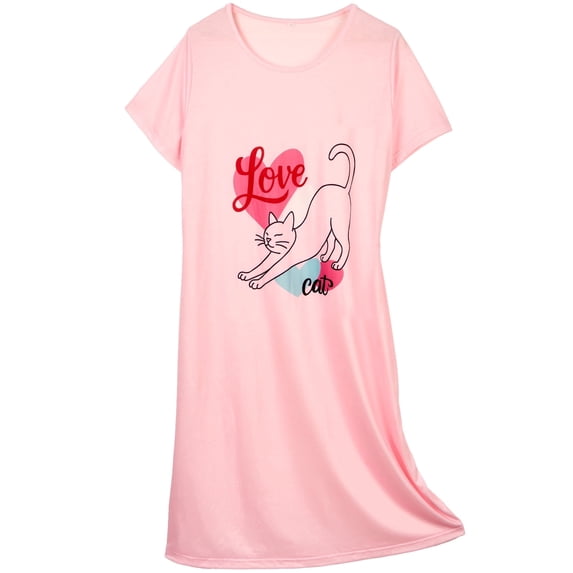DAKIMOE Cotton Nightgowns for Women Soft Cotton Short Sleeve Night Shirts Womens Print Sleep Shirts Loose Comfy Pajamas Sleepwear