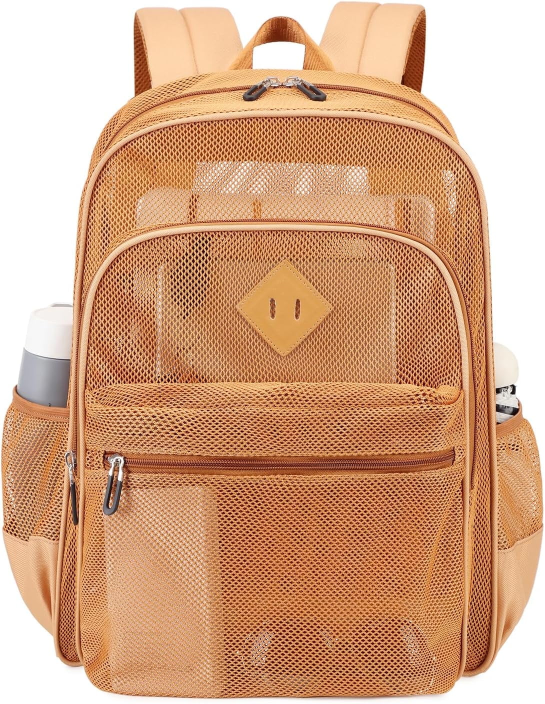 DAKIMOE Mesh Backpack School Backpack Bookbag Heavy Duty See Through Transparent Backpack Stadium Approved Large Capacity with Multiple Compartments Pockets for School Beach Swimming Sports Work