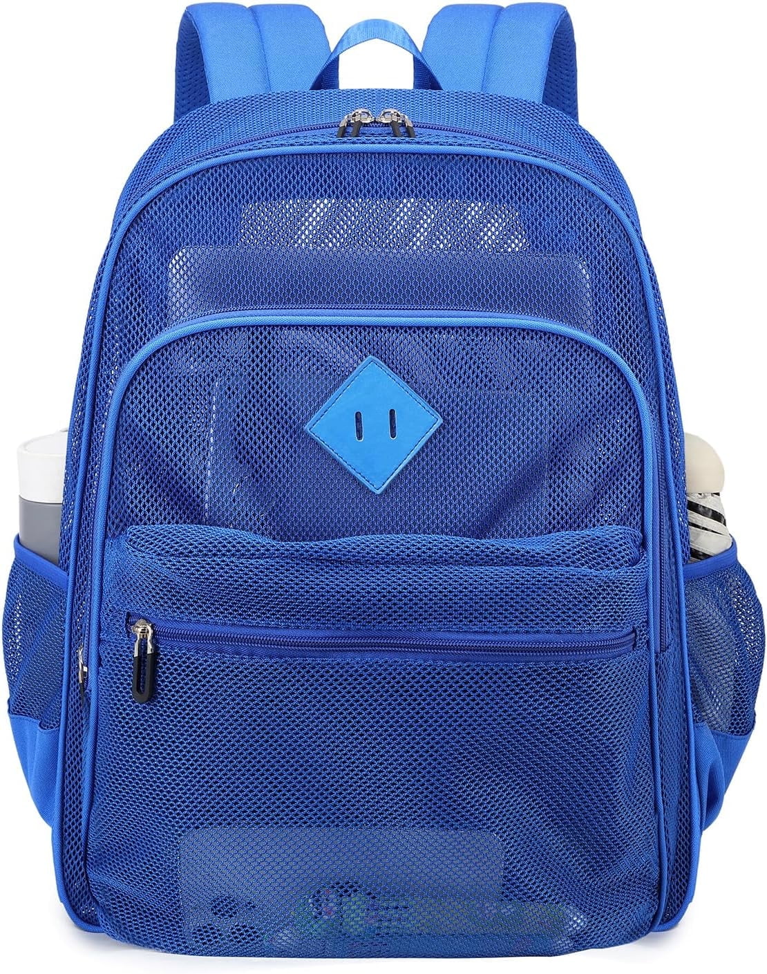DAKIMOE Mesh Backpack School Backpack Bookbag Heavy Duty See Through Transparent Backpack Stadium Approved Large Capacity with Multiple Compartments Pockets for School Beach Swimming Sports Work