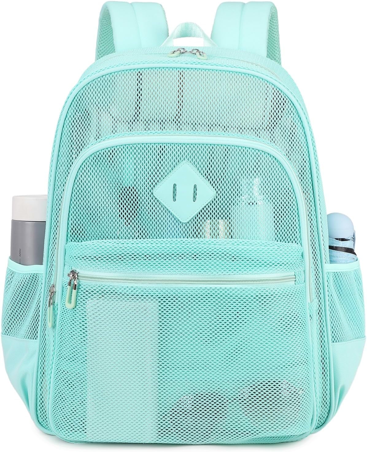DAKIMOE Mesh Backpack School Backpack Bookbag Heavy Duty See Through Transparent Backpack Stadium Approved Large Capacity with Multiple Compartments Pockets for School Beach Swimming Sports Work