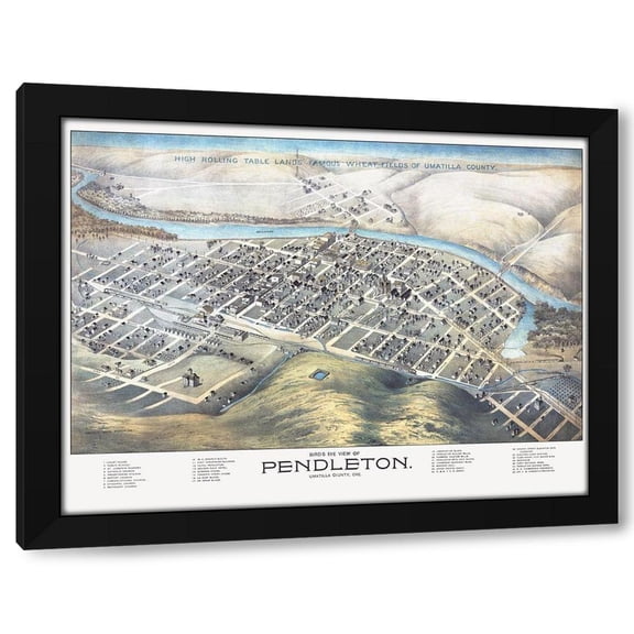 Dakin 14x12 Black Modern Wood Framed Wall Art Titled - Pendleton Oregon - Dakin 1890